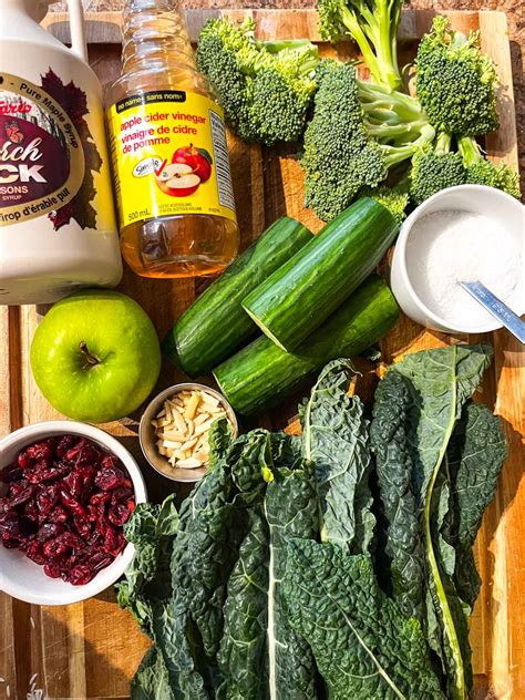 Healthy Kale Broccoli Salad With Apple Cider Vinegar Dressing Eats By April