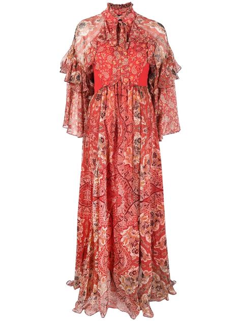 Etro Paisley Print Ruffle Silk Dress Farfetch