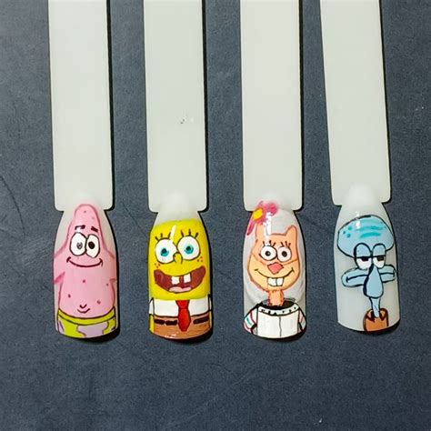 Personajes De Bob Esponja Nails En 2024 Arte De Manicura Decoracion