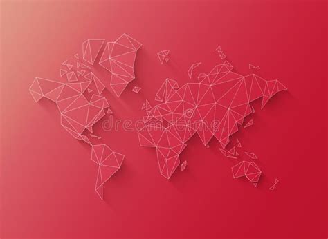 World Map Shape Made Of Polygons D Illustration On A Pink Background