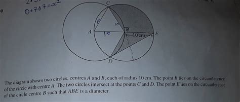 The Diagram Shows Two Circles Centres A And B Each Of Radius Cm Th