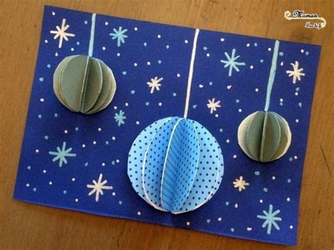 Cartes de voeux Boules de Noël 3D Activité Maman Sur Le Fil