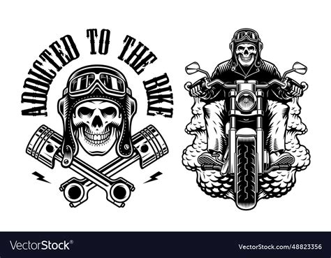 Biker Skulls Royalty Free Vector Image Vectorstock