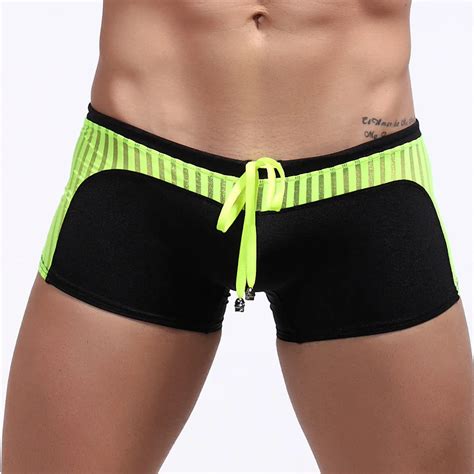 New Suit Men Mesh Swimwear Sexy Swimming Trunks Sunga Hot Swimsuit Mens