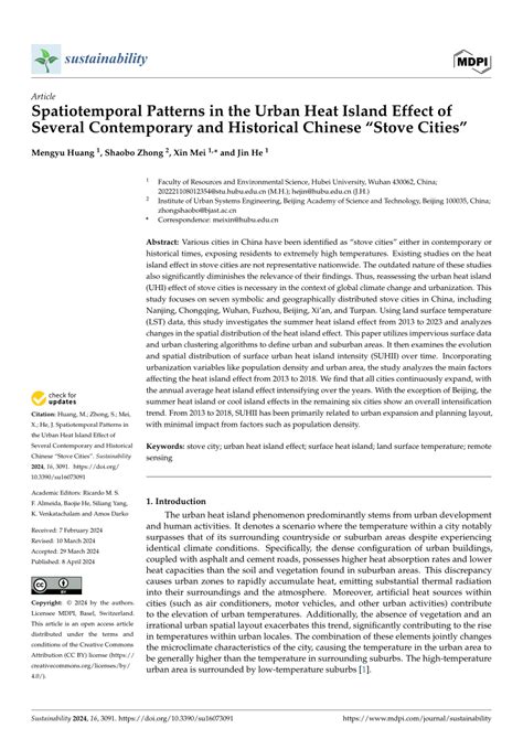 Pdf Spatiotemporal Patterns In The Urban Heat Island Effect Of