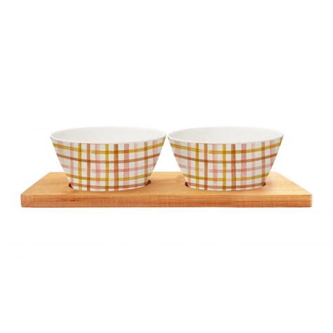 Australiana Maisie Dip Bowls On Bamboo Tray Set Of 2 Buy Online At