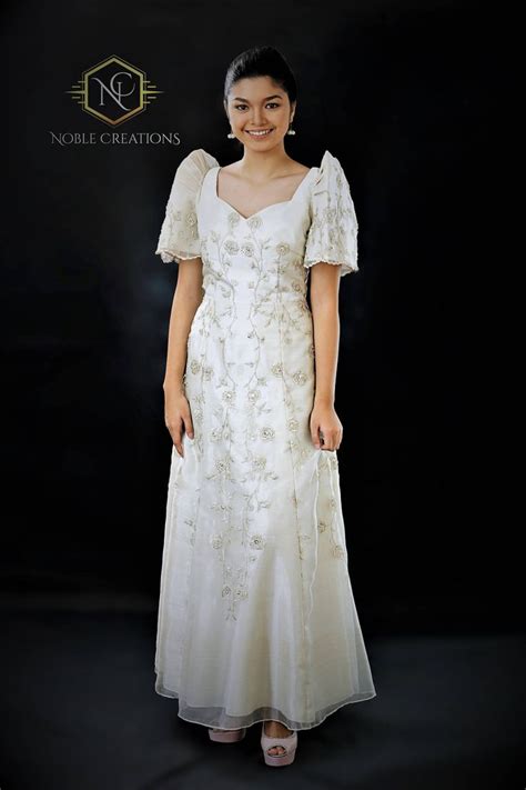 FILIPINIANA DRESS Embroidered Mestiza Gown Filipino Barong Filipiniana ...