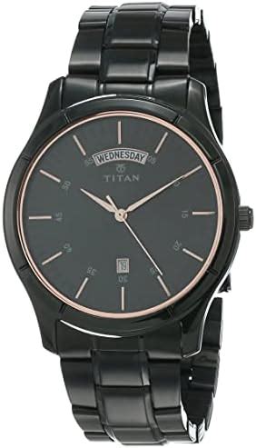 Titan Men Metal Black Dial Analog Watch Nm Band Color Black