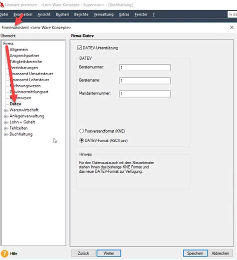 1 1 4 Lexware Buchhaltung DATEV Einstellungen Ex Und Import Von