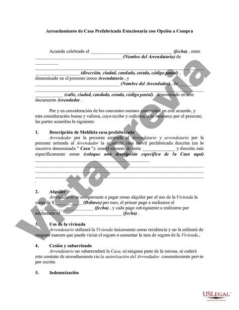 Tarrant Texas Contrato De Arrendamiento O Alquiler De Casa Prefabricada Estacionaria Con Opción