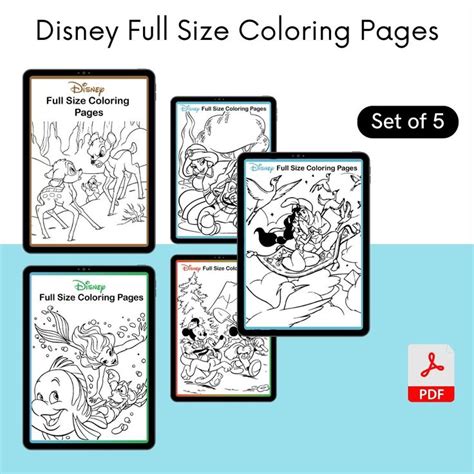 the disney coloring pages set of 5