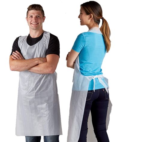 Disposable Poly Aprons Pack Plastic Apron Large White Protective