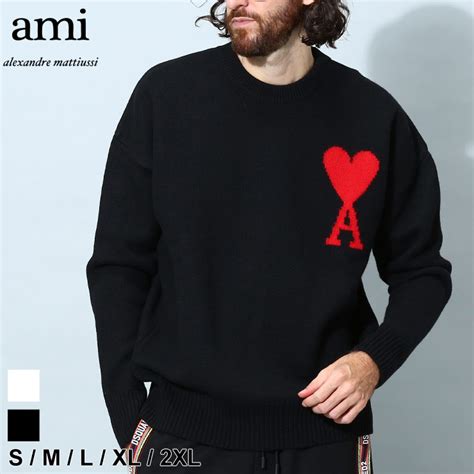 【楽天市場】アミパリス メンズ ニット Ami Paris ブランド トップス セーター プルオーバー ロゴ クルーネック Ami De Coeur ウール 毛100％ 天竺編み ユニセックス