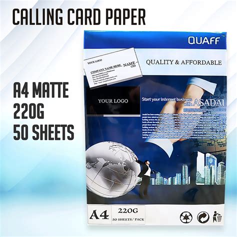 Quaff A4 Size Calling Card Paper Matte Double Sided 220gsm 250gsm