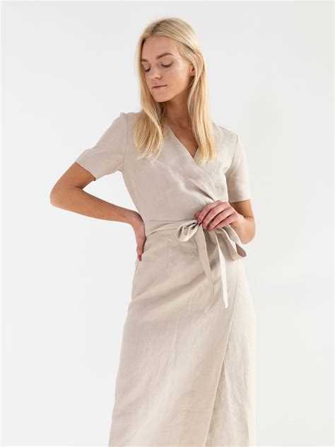 Bella Linen Midi Wrap Dress Love And Confuse