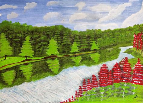 River Acrylic Painting Painting by Sindhu Kumar - Pixels