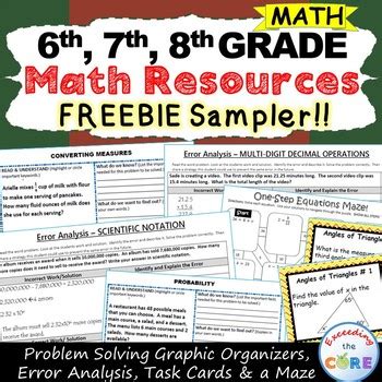 6th Grade 7th Grade 8th Grade Math Resources Milestone FREEBIE