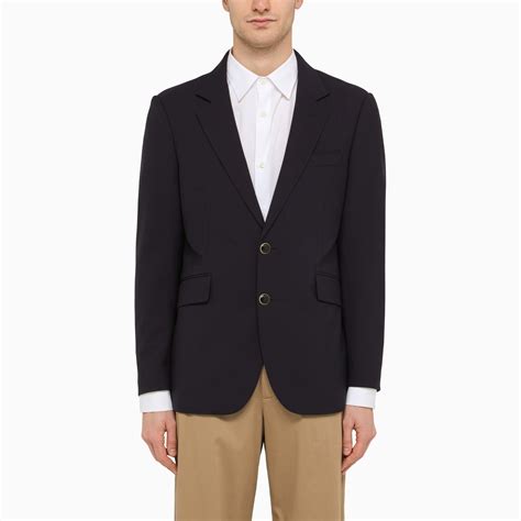 Pt Torino Navy Blue Single Breasted Jacket In Wool Blend Thedoublef