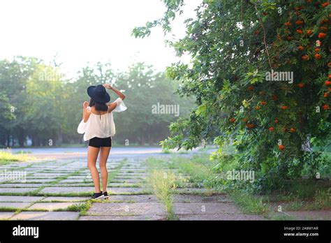 Wonderful Female Hat Asian Sunset Cheerful Emotions Laughter Stock