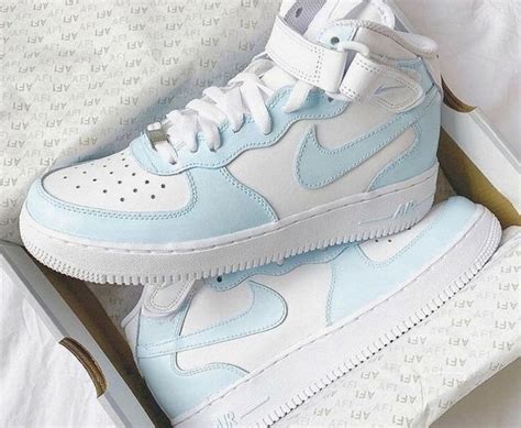 High Top Af 1 Soft Blue Swag Shoes Nike Shoes Women White Nike Shoes