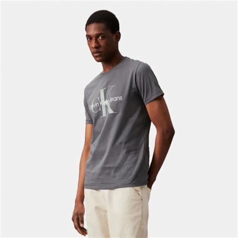 Calvin Klein Seasonal Monologo Aνδρικό T Shirt Γκρι J30j320806 Psl