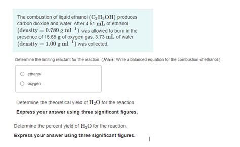 Solved The Combustion Of Liquid Ethanol C2H5OH Produces Chegg