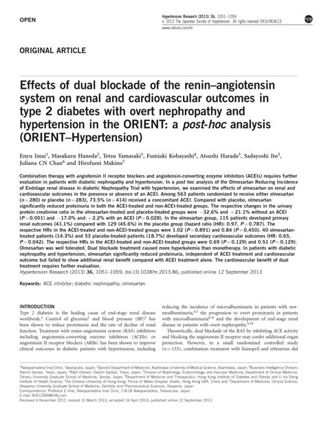 Pdf Effects Of Dual Blockade Of The Renin Angiotensin System On Renal