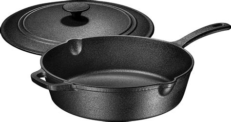 Buy Bruntmor 5 Qt Black Enamel Cast Iron Sauté Pan With Lid 5 Quart