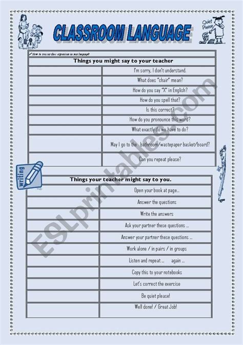 Classroom Language Esl Worksheet By Iris77