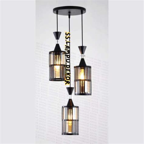 Promo Lampu Gantung Minimalis Modern Cabang Tabung Motif Garis Diskon