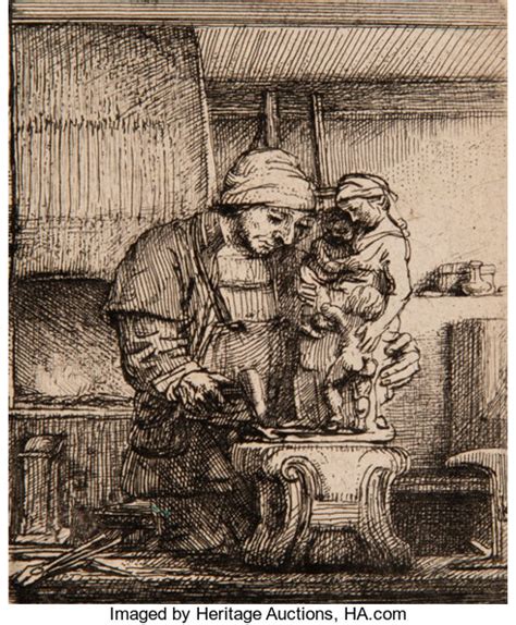 Rembrandt Van Rijn Dutch 1606 1669 The Goldsmith 1655 Etching Lot 69074 Heritage