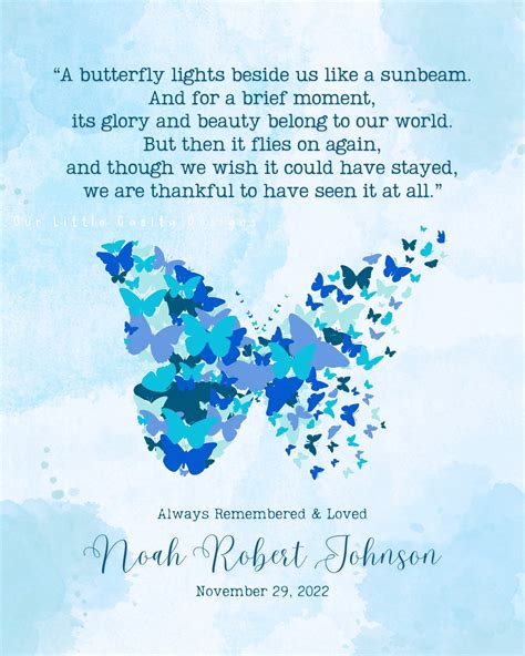 Butterfly Remembrance Quote 8x10 Digital Download Personalized Pregnancy Loss Poem Miscarriage