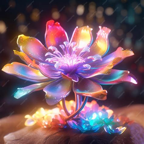 Premium Photo Neon Flower Art