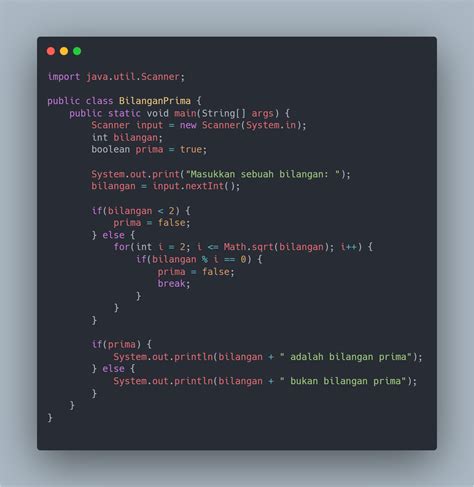 Latihan Kode Bahasa Pemrogaman Java Cek Bilangan Prima Minarsih Tech