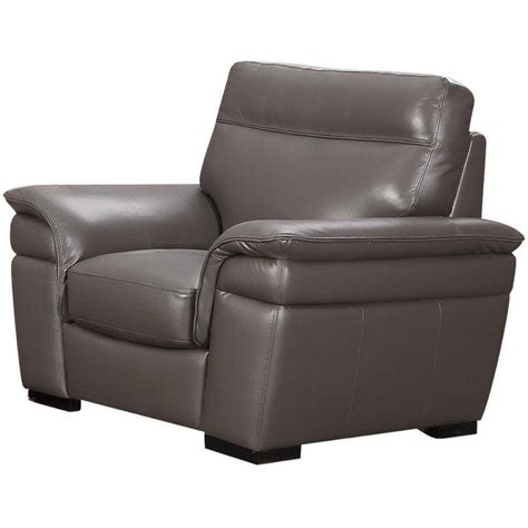 Benjara Gray Faux Leather Armchair With Pillow Top Armrest BM194662