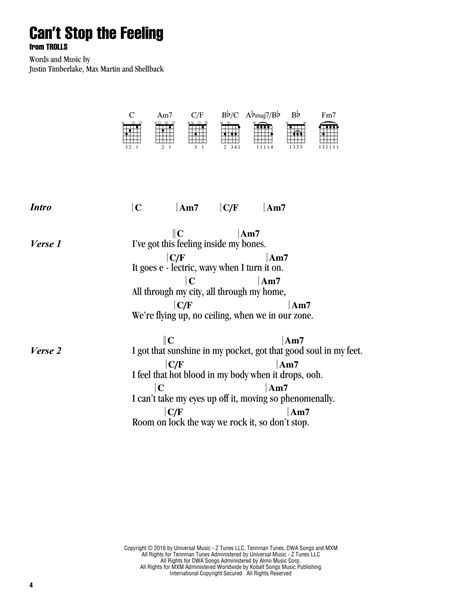 Can't Stop The Feeling by Justin Timberlake - Guitar Chords/Lyrics - Guitar Instructor