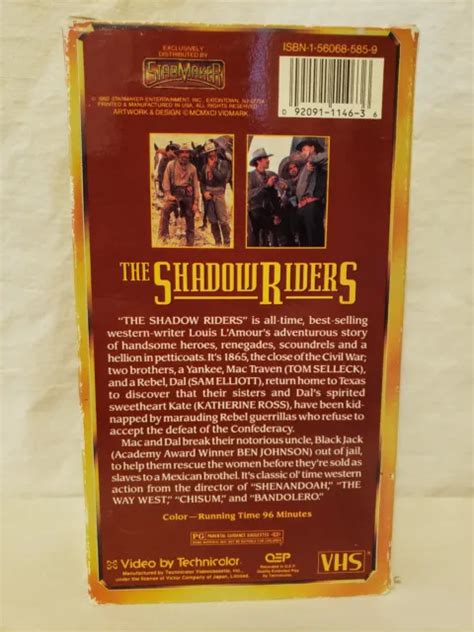 VHS THE SHADOW Riders Tom Selleck Sam Elliott Katherine Ross Louis L