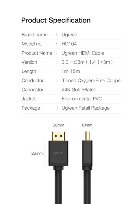 Buy Ugreen Dp105 Dp Male To Vga Male V11 15m Cable Black Displayport