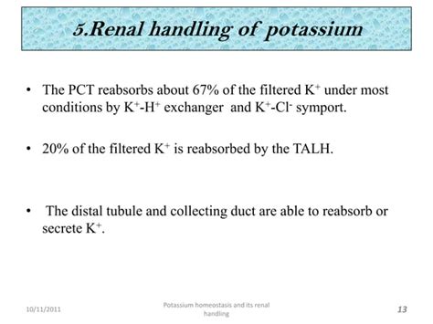 Potassium Homeostasis And Its Renal Handling Ppt