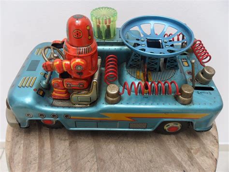 Rare Space Car Robby Space Car Robot Tin Litho Yonezawa Made Japan 1950