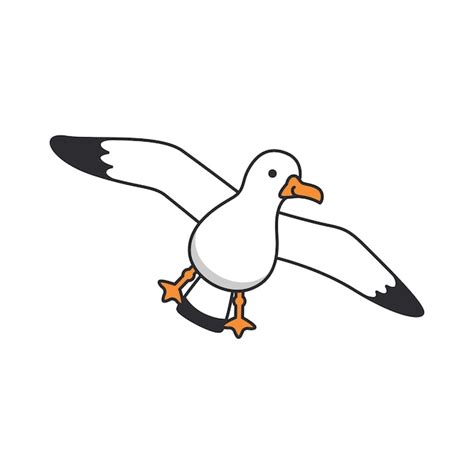 Premium Vector Cute Cartoon Seagull Vector Illustration