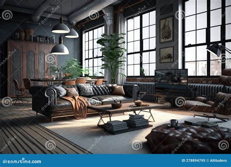 Industrial-chic Living Room, with Sleek and Modern Design Elements ...