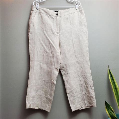 Talbots Linen High Waist Oatmeal White Crop Depop