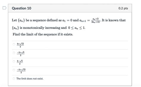 Solved Let An Be A Sequence Defined By An An An The Chegg