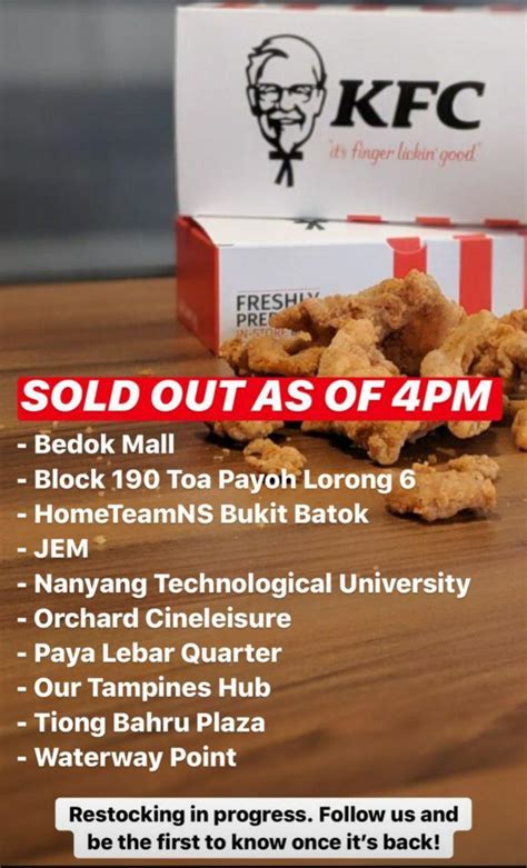 Kfc Spore Fried Chicken Skin Sold Out At 10 Outlets On 1st Day As Of