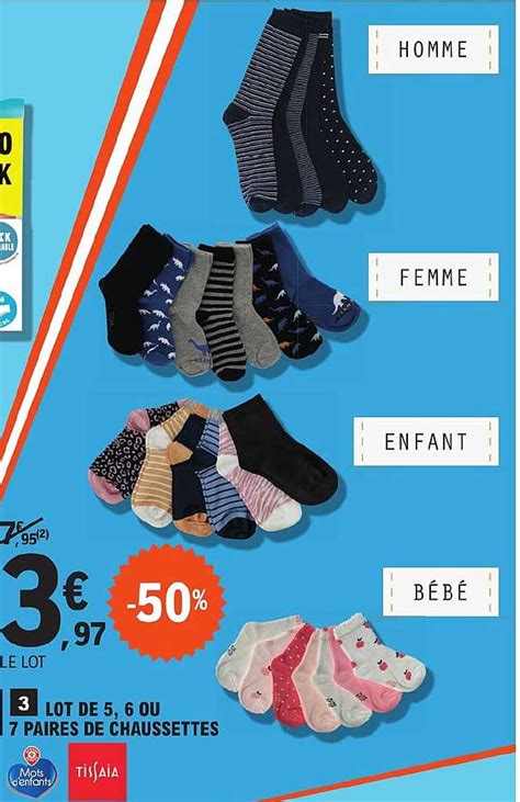 Promo Lot De 5 6 Ou 7 Paires De Chaussettes Tissaia Chez E Leclerc