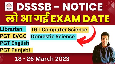 Dsssb Exam Date Out Tgt Pgt Librarian Tgt Computer Science