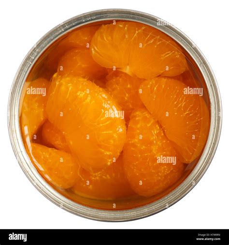 Open Can Of Mandarins In Light Syrup Stock Photo Alamy
