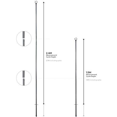 Steel Metal Pole For Outdoor Festoon Lights 2 Pack 1 8m Or 2 4m Garden