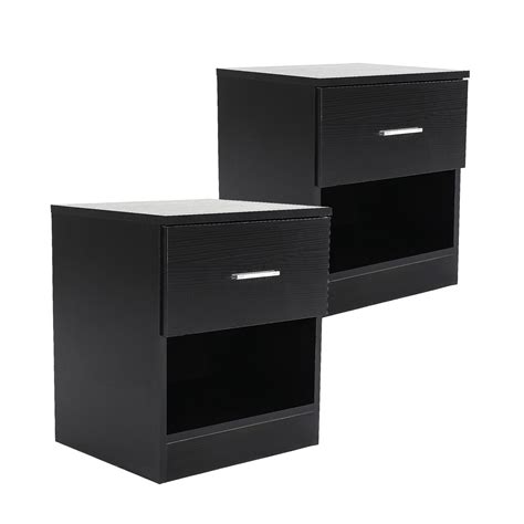 2x Bedside Table Side Storage Cabinet Nightstand Bedroom 1 Drawer 1 Sh Office Furniture Iq